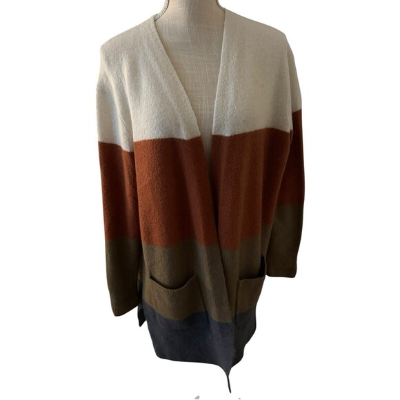 Madewell Kent Striped Open Front Cardigan Sweater Wool‎ Blend Size Medium - Picture 2 of 8